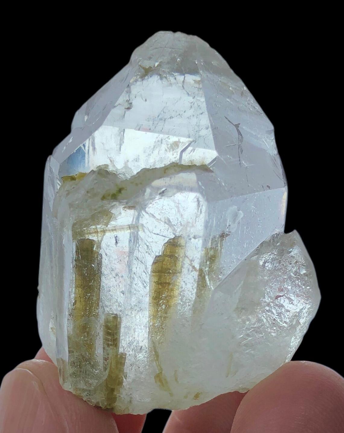 130 Cts Clear Quartz Crystal With Epidote Cluster inclusion From Baluchistan 