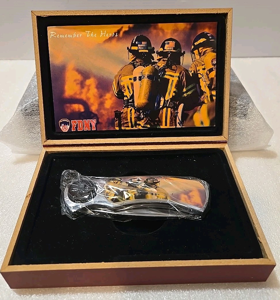 REMEMBER THE HEROES - FDNY COMMEMORATIVE FIREFIGHTER KNIFE NEW IN CASE