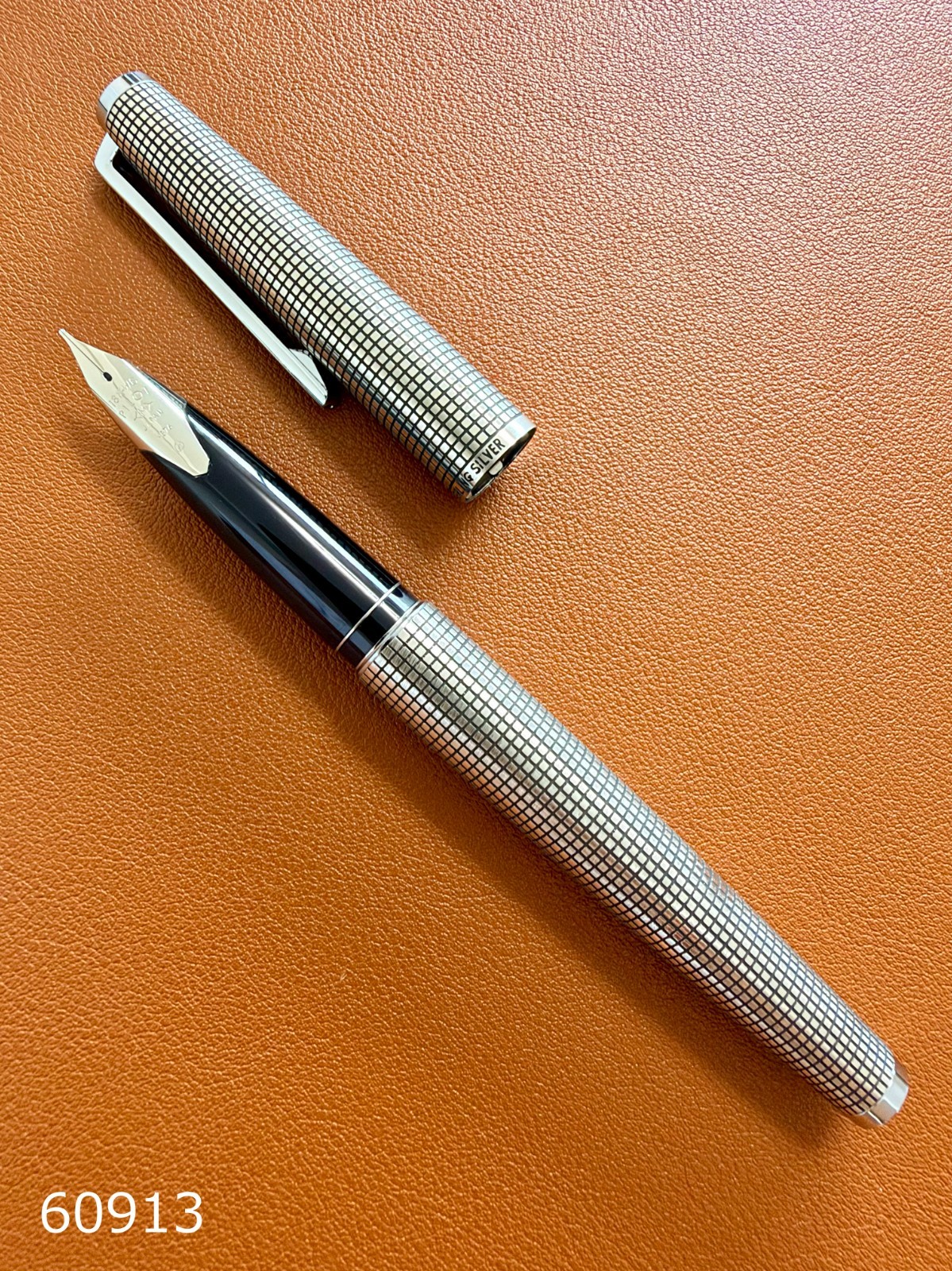 PILOT CUSTOM STERLING SILVER Plaid 18K-WG H876 Nib-M  White Gold  VINTAGE