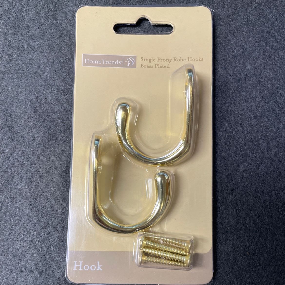 (2-Pack) Single Prong Robe Hook Brass Plated