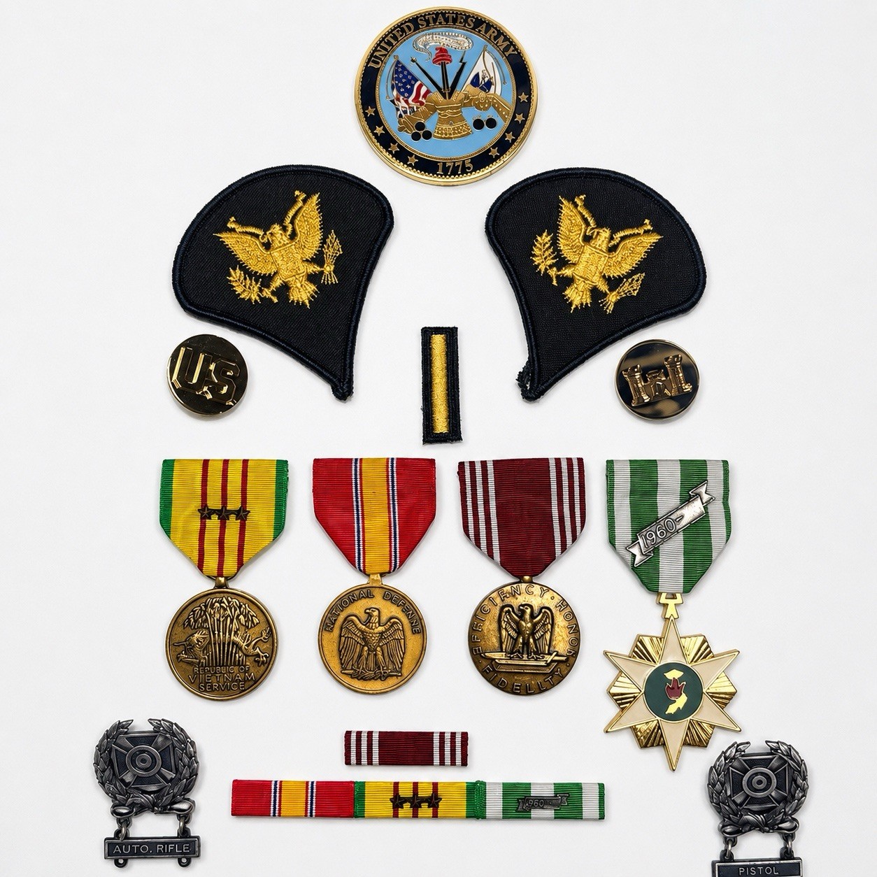 Vietnam Veteran SP4 39th Engineer Battalion Medals Ribbon Bar Badges Insignia