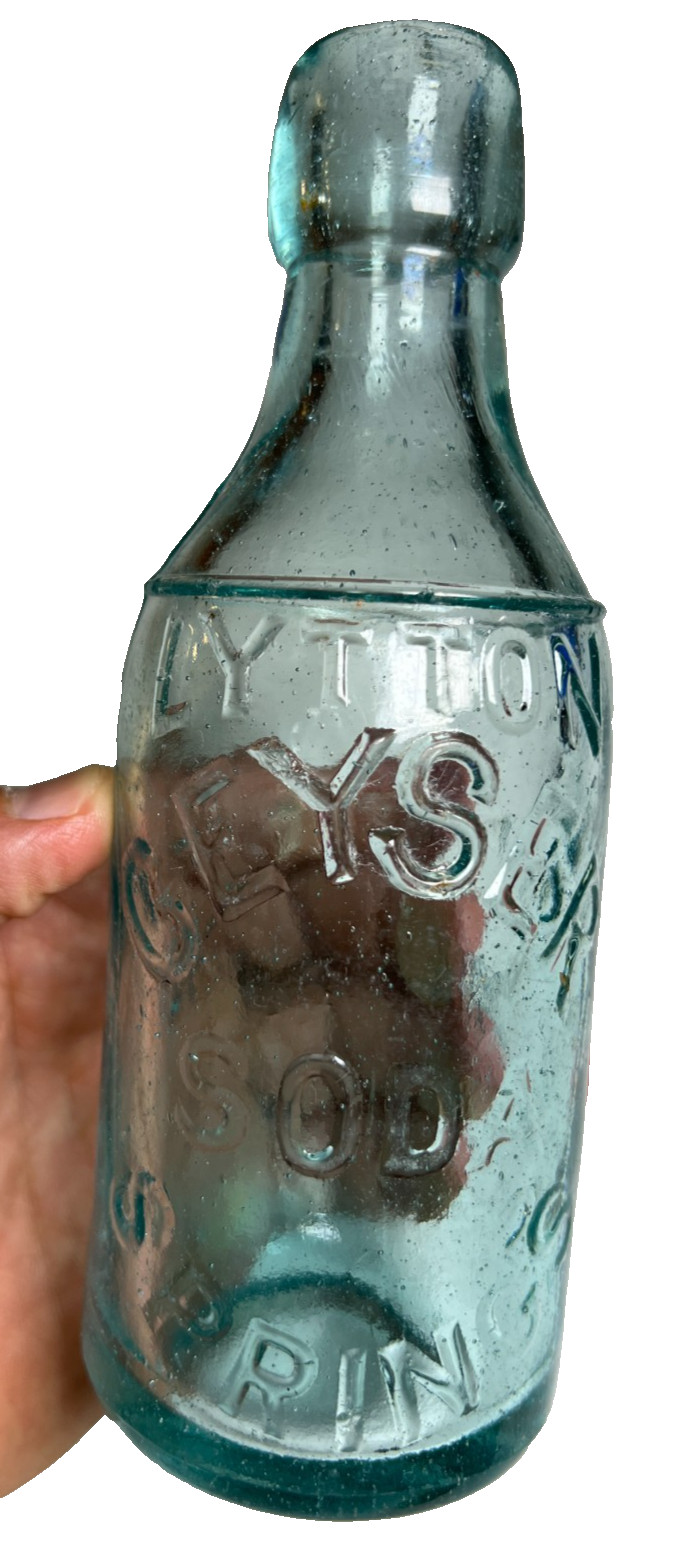 Antique Lytton Geyser Soda Springs Mineral Water CALIFORNIA Hutchinson Bottle