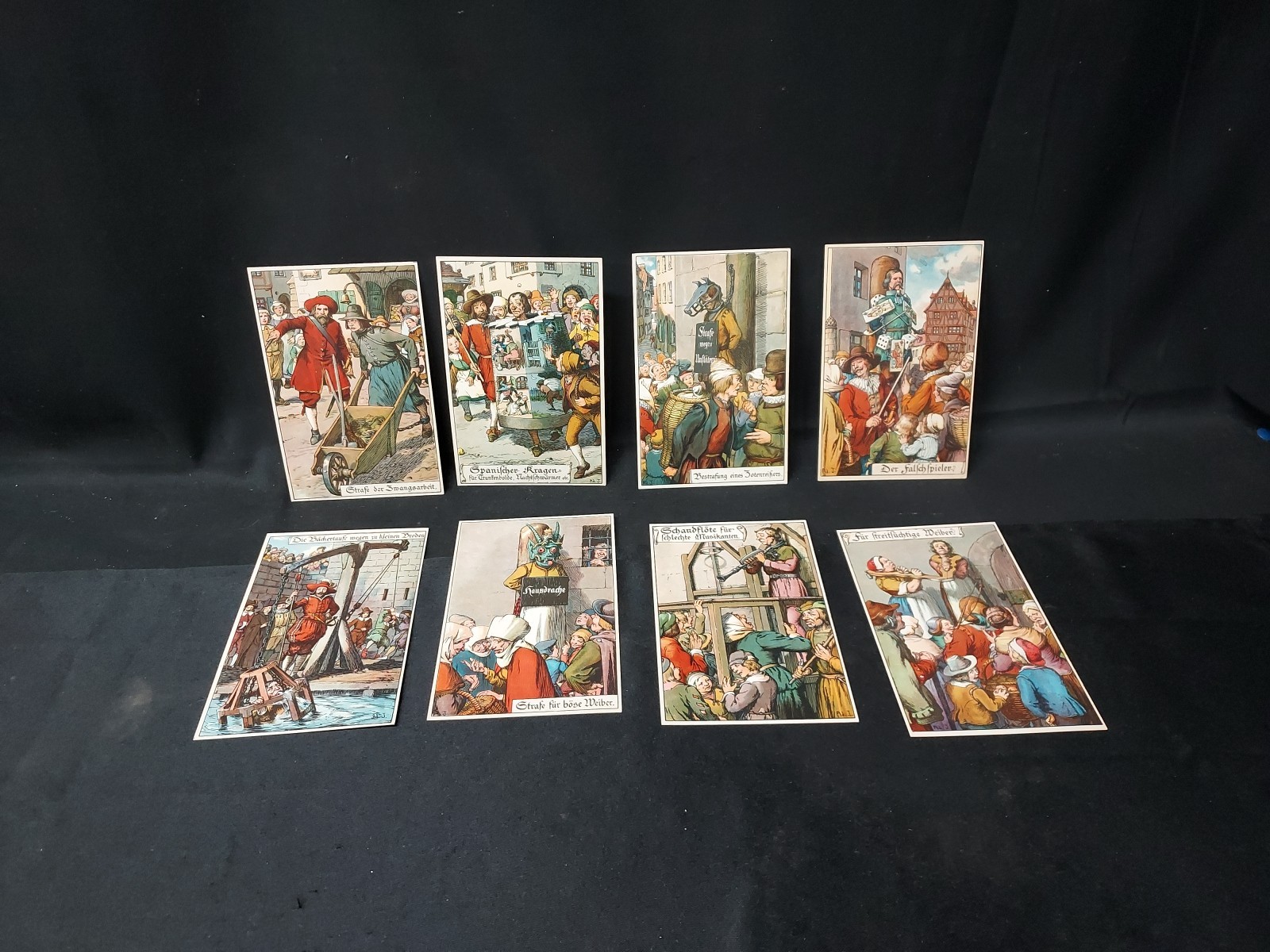 Rare c. 1910 German Medieval Torture Punishment Postcard Set Of 8 - Devil’s Mask