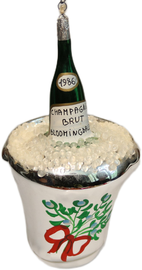 Vintage 1986 Bloomingdales Champagne Ice Bucket Glass Christmas Ornament Italy