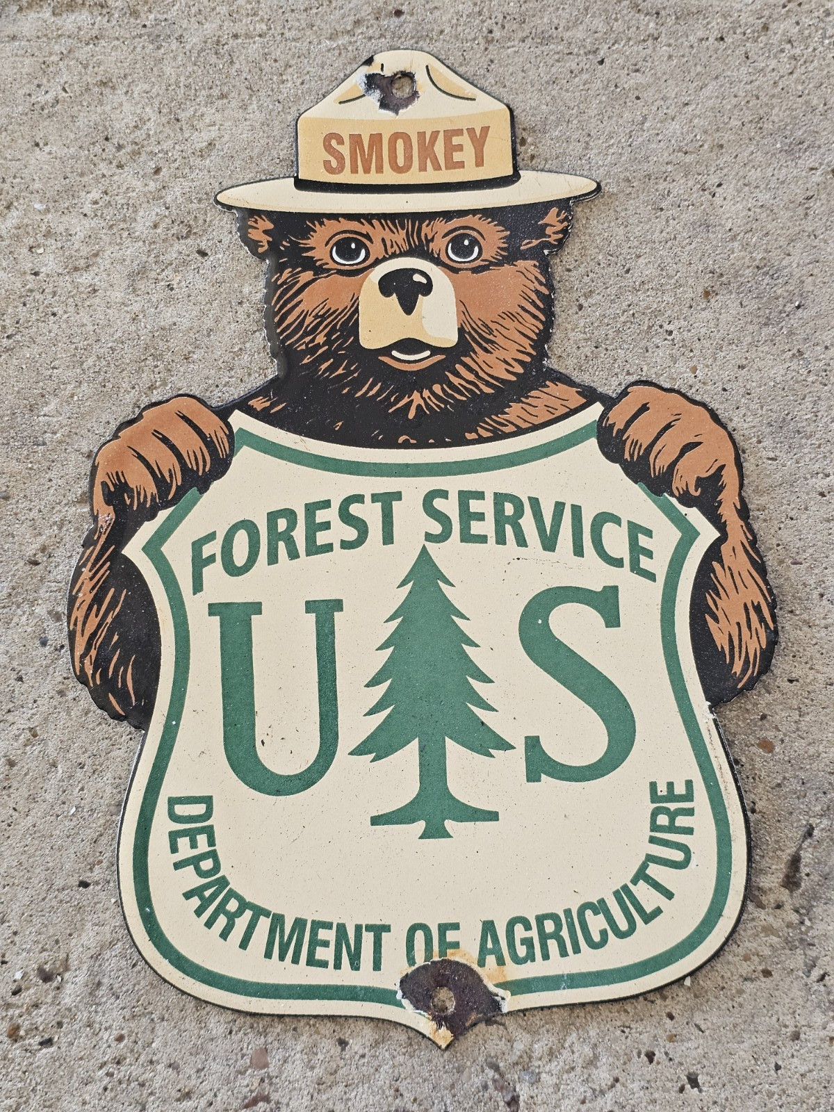 ORIGINAL 1950'S VINTAGE SMOKEY USDA FOREST SERVICE PORCELAIN SIGN 10