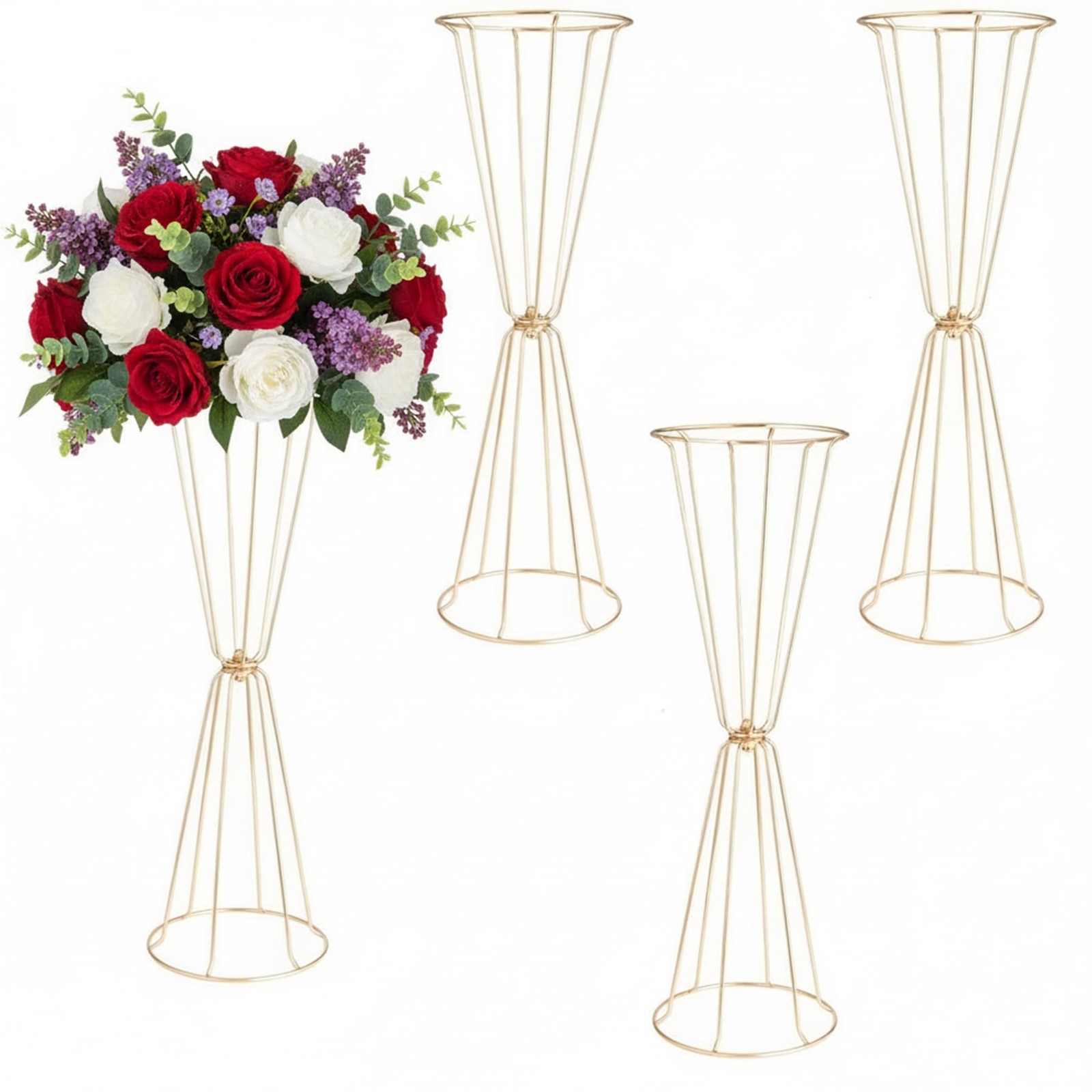 LoveCat Set of 4 Geometric Gold Vases 23.6\