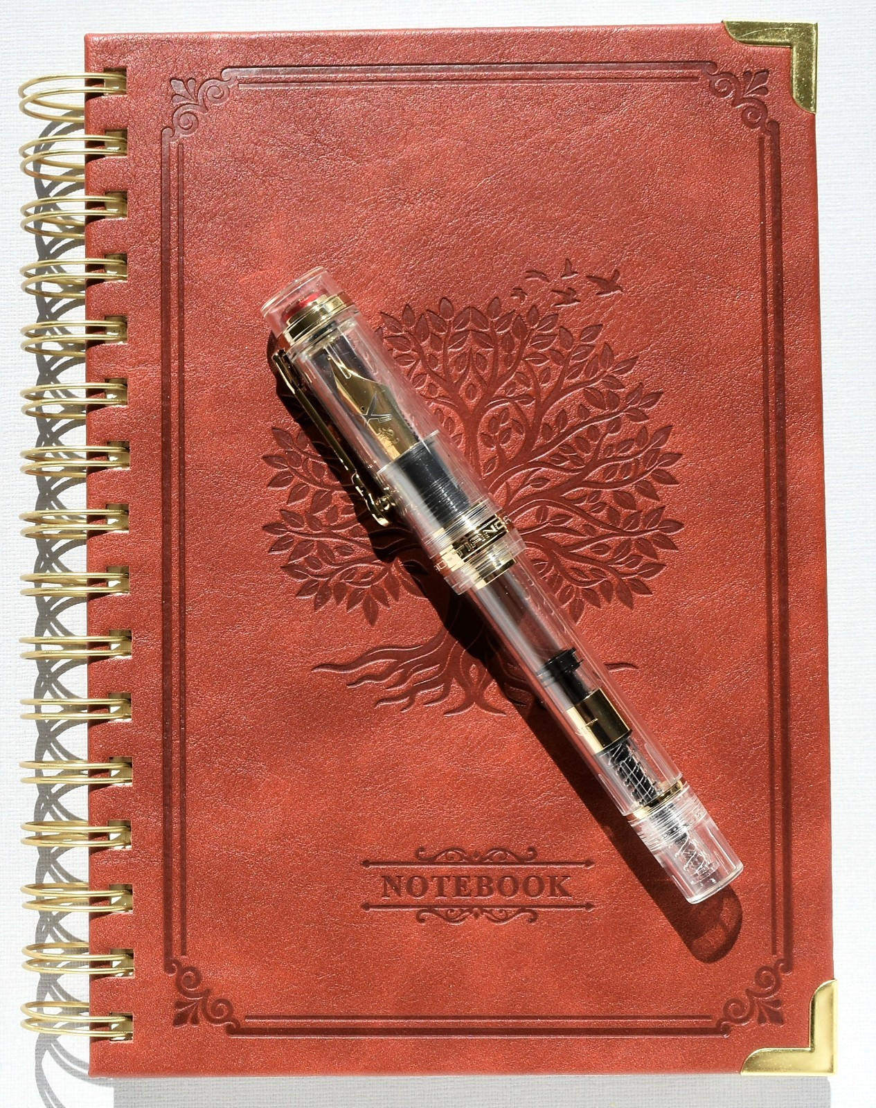 NEW JINHAO TIANDAO 1935 CLEAR  FOUNTAIN PEN W/#8 FINE CROSSED SWORDS NIB