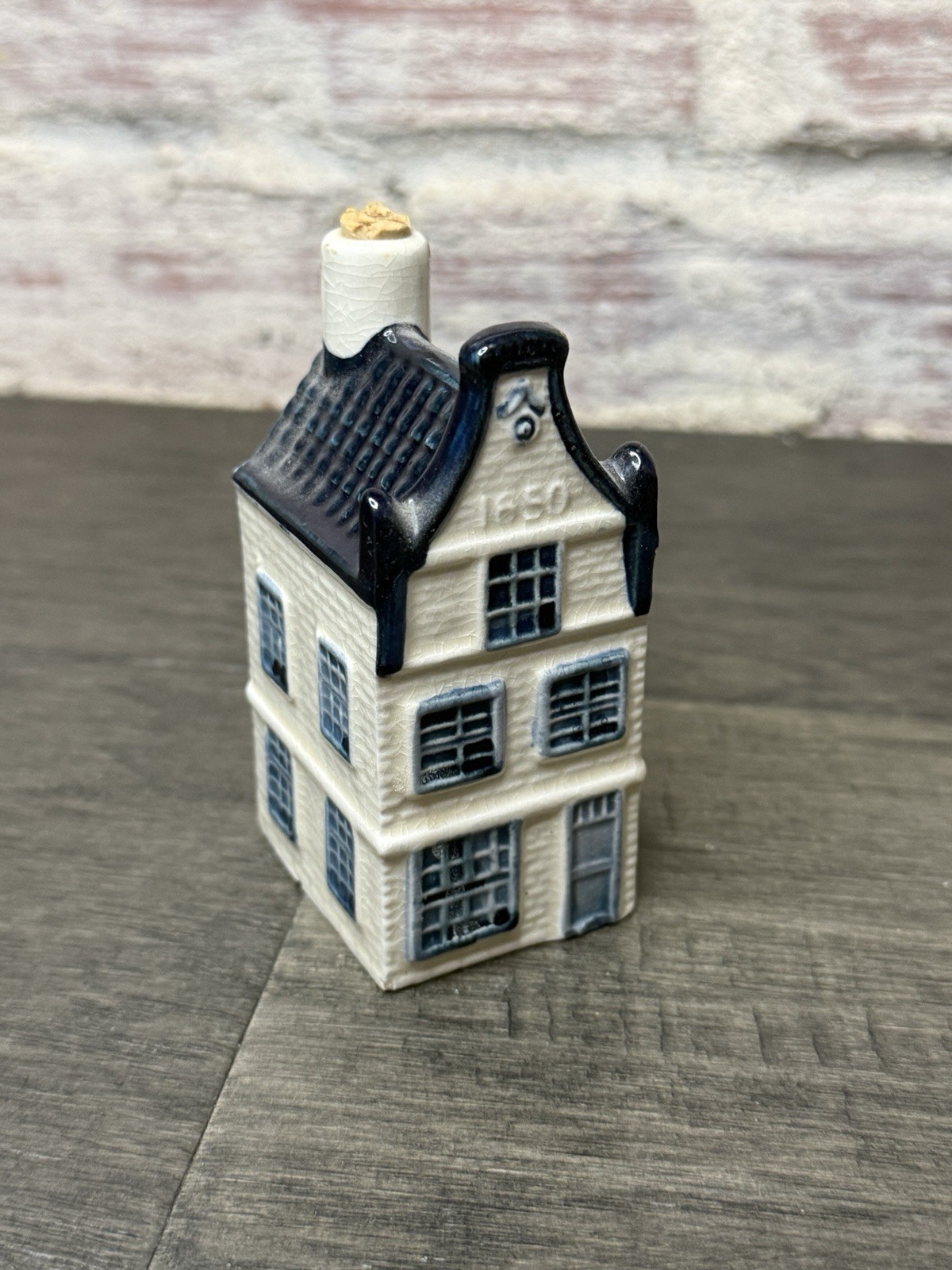 Vintage KLM Airlines Blue Delft House #16 Bols Distillery Empty 1970's