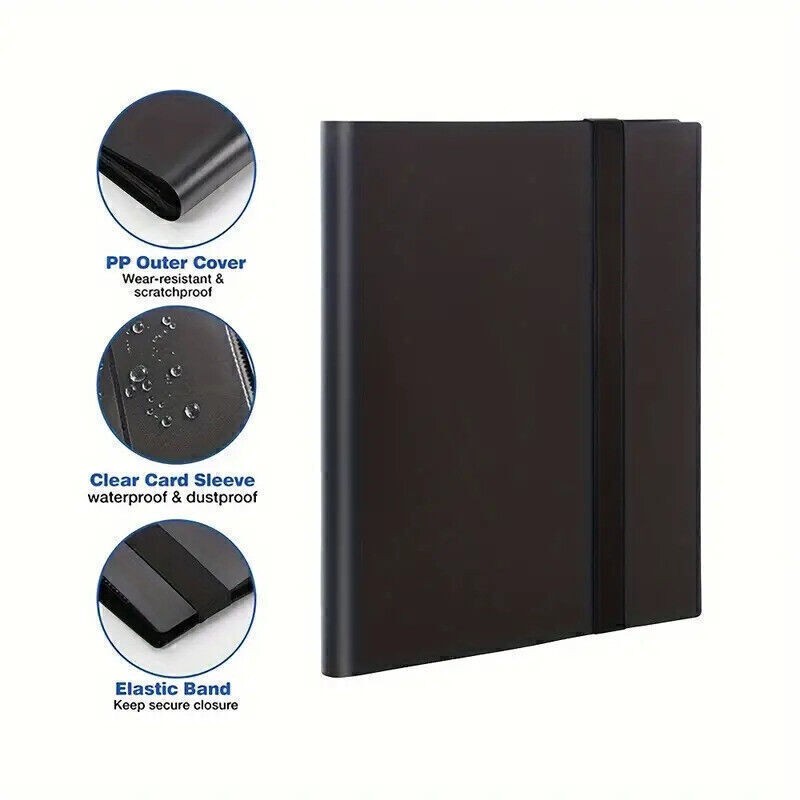 Black Collection Card Book Organizer, Holds 360 Cards with HD Clear Display Film