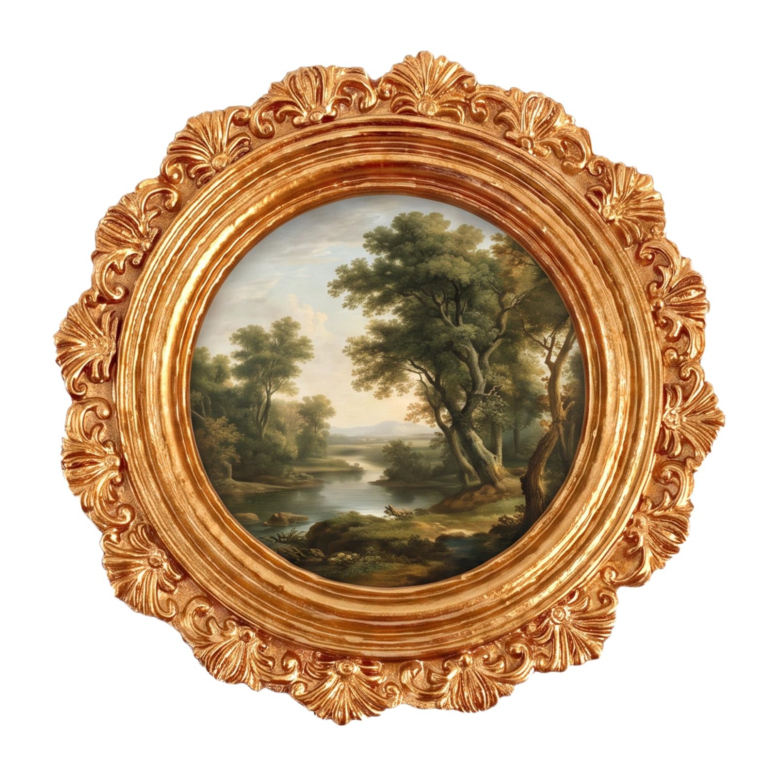 Vintage Round Photo Frame, 4x4 Inch Ornate Embossed Resin Frame, Retro Style Pic