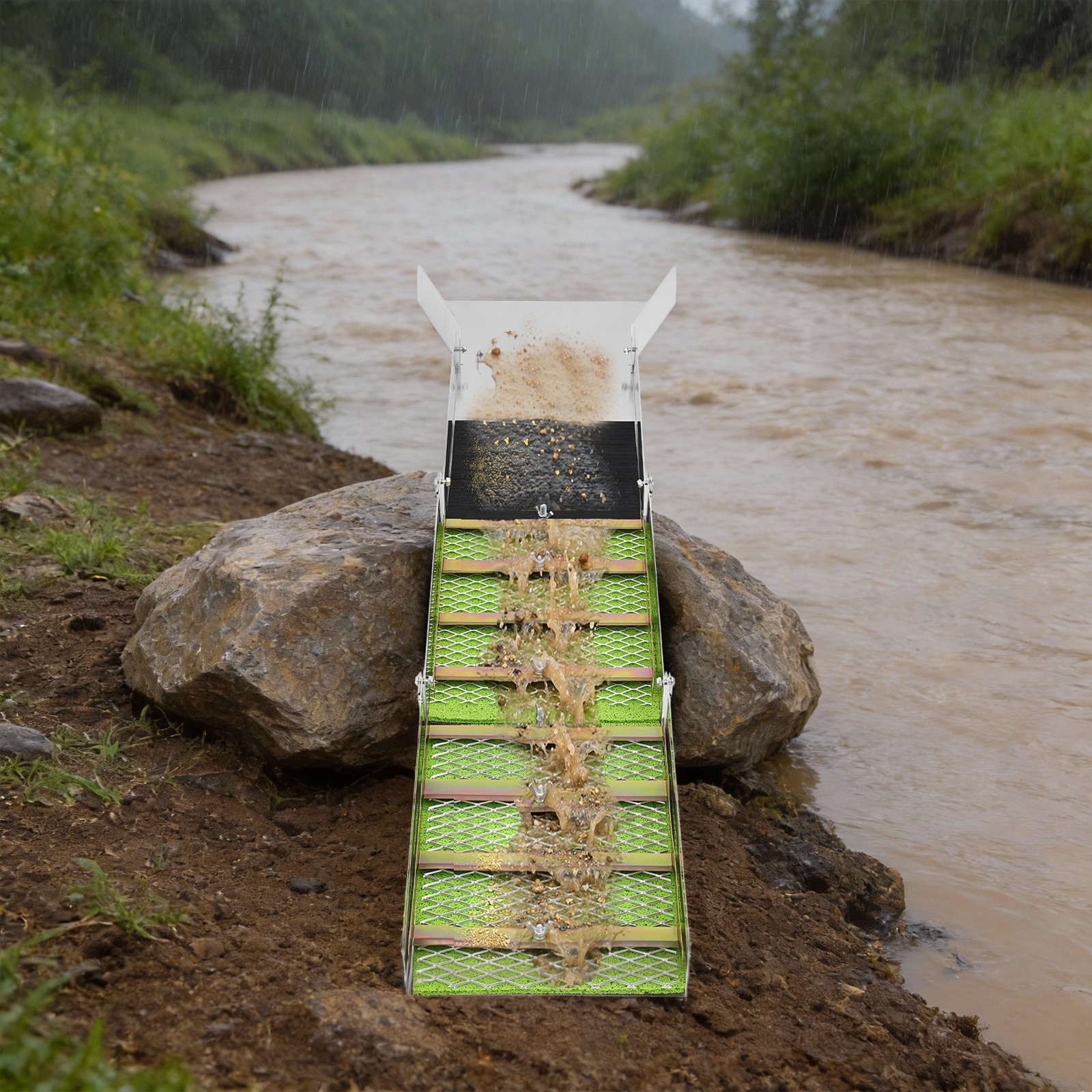 27pcs Set Gold Panning Kit With Sluice Box 50\