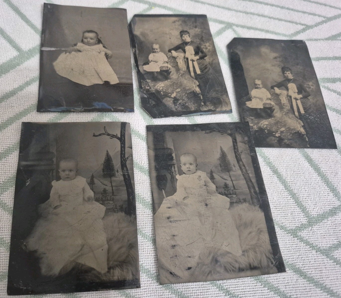RARE ANTIQUE CABINET PHOTOGRAPH METAL ,BABY AND MOTHER PHOTOS MIXED LOT