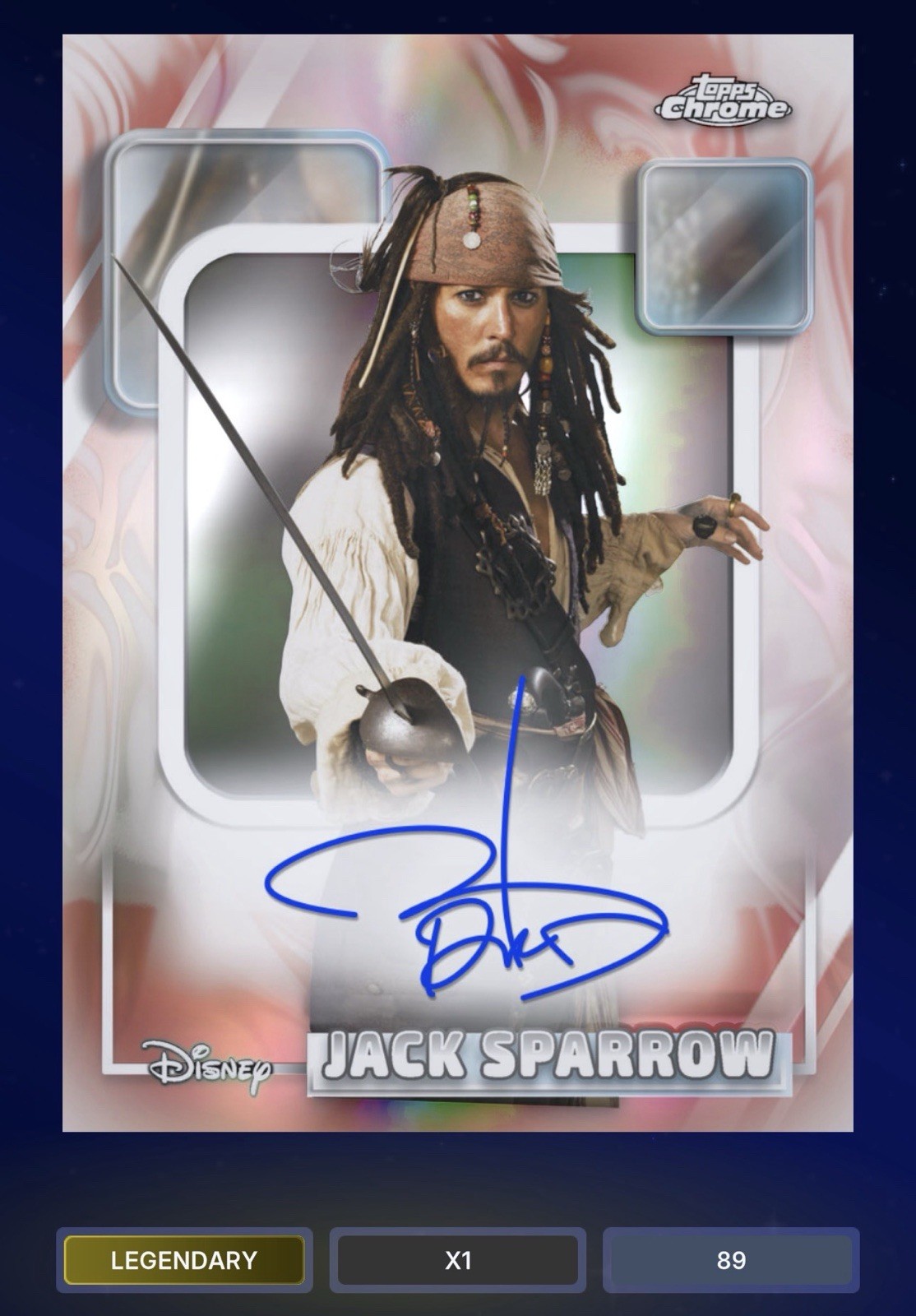DIGITAL 2026 Topps Chrome Disney Johnny Depp Jack Sparrow Auto Legendary
