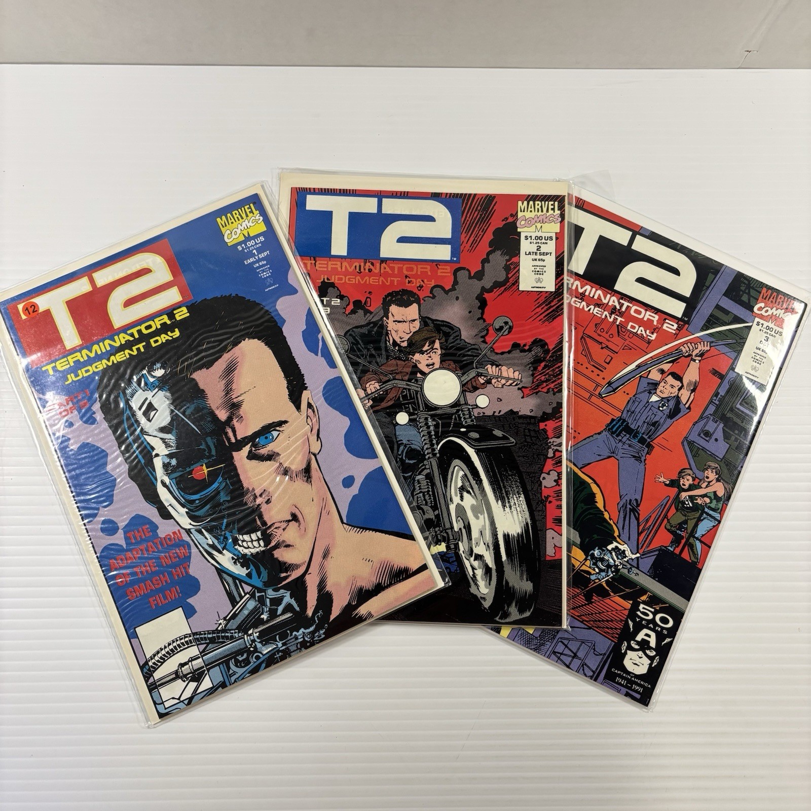 Terminator 2 Judgment Day Comics #1 2 3 Complete Set Marvel 1991 T2 Arnold VF/NM
