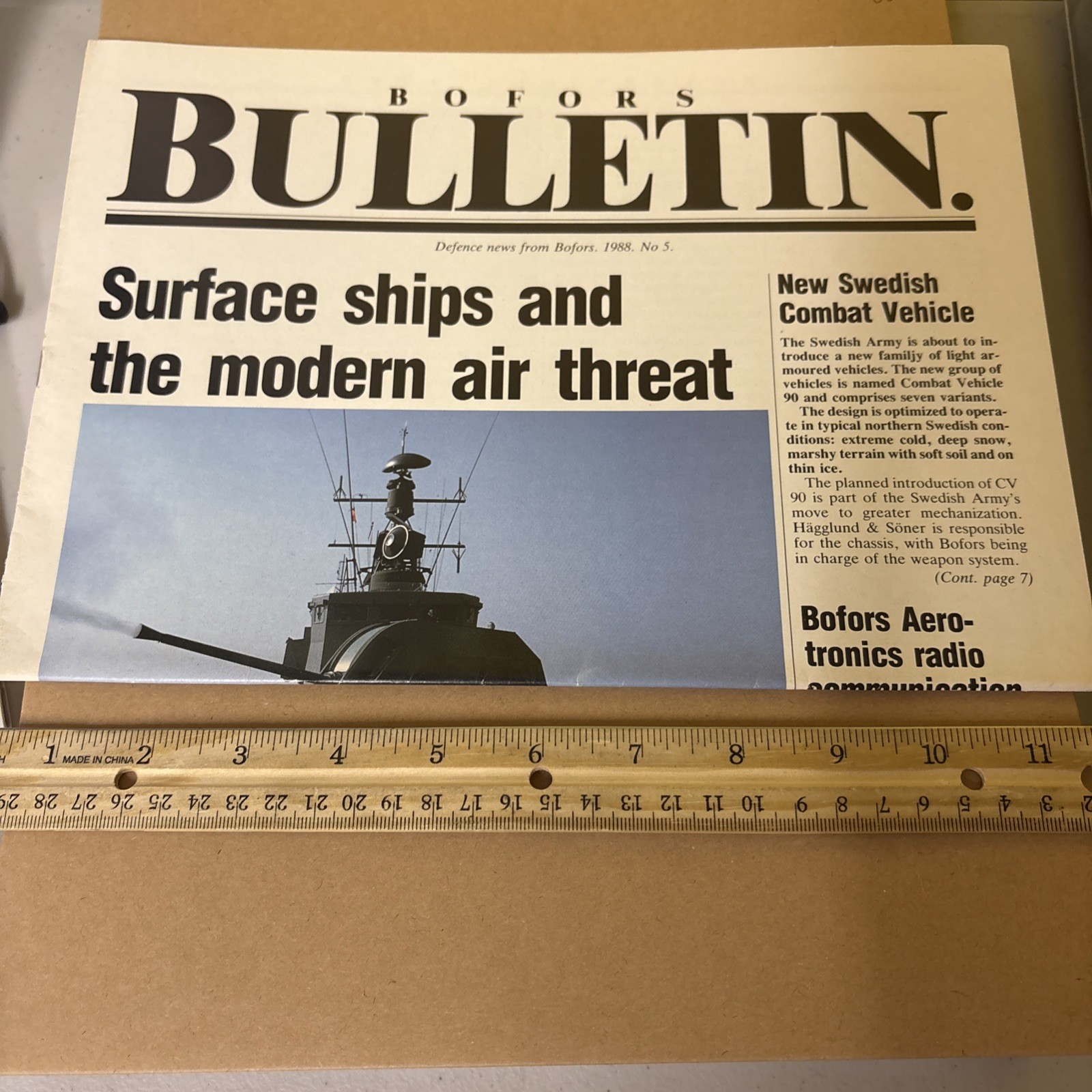 Vintage 1988 #5 Bofors Bulletin Swedish Defense Military Newspaper Surface Ships