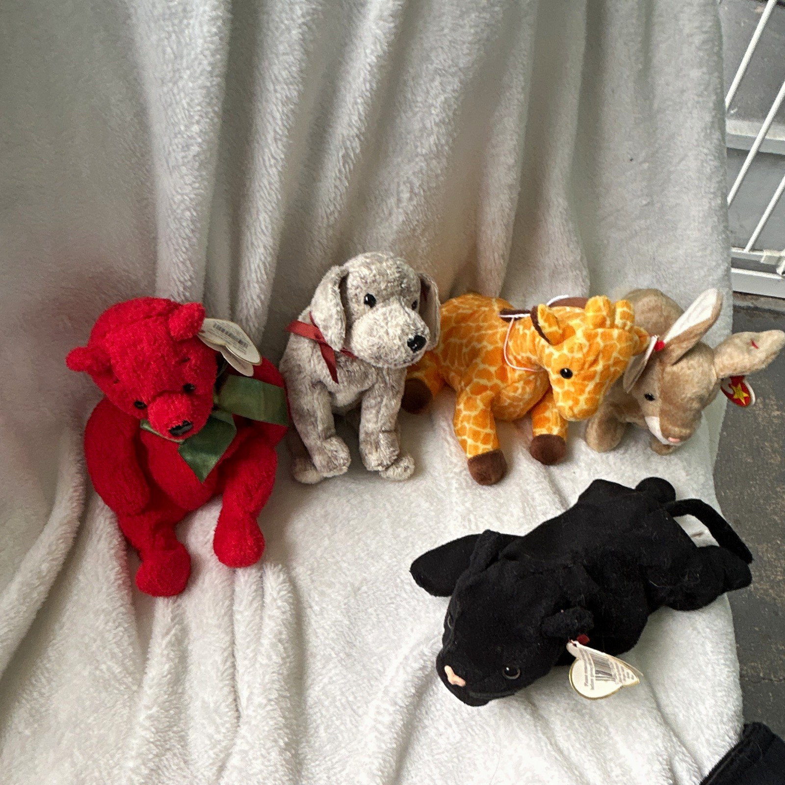 Ty Beanie Babies Plush Mixed Lot 5 Pack Animals With Tags Bear Dog Giraffe