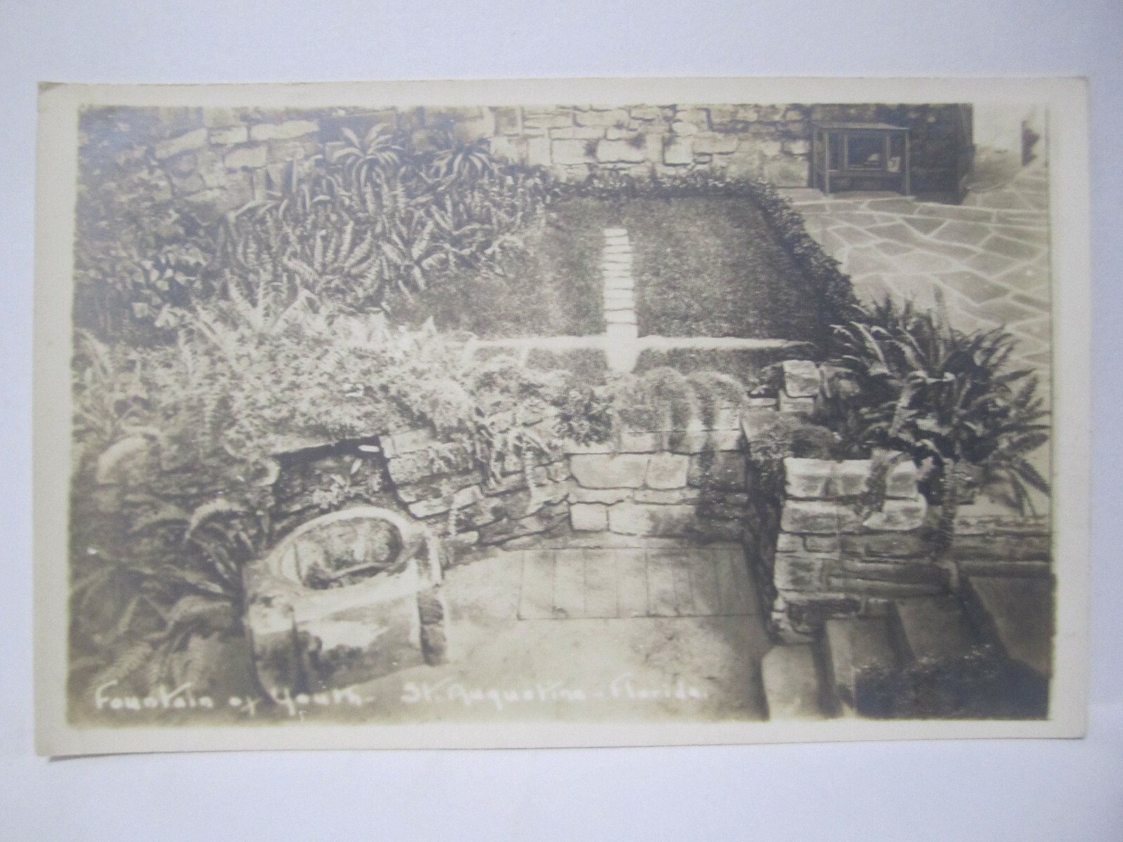 FOUNTAIN OF YOUTH REAL PHOTO POSTCARD ST AUGUSTINE FL FLORIDA 1910s RPPC