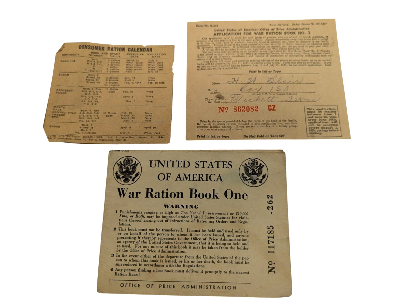 Vintage War Ration Book 3 Stamps Application Consumer Ration Calendar 1942