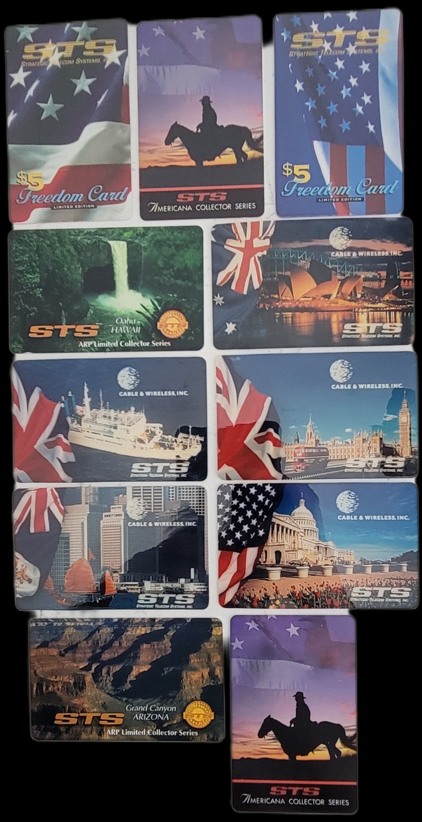 Vintage 1990s STS Phone Card Lot - 11 Cards..Variety Pack