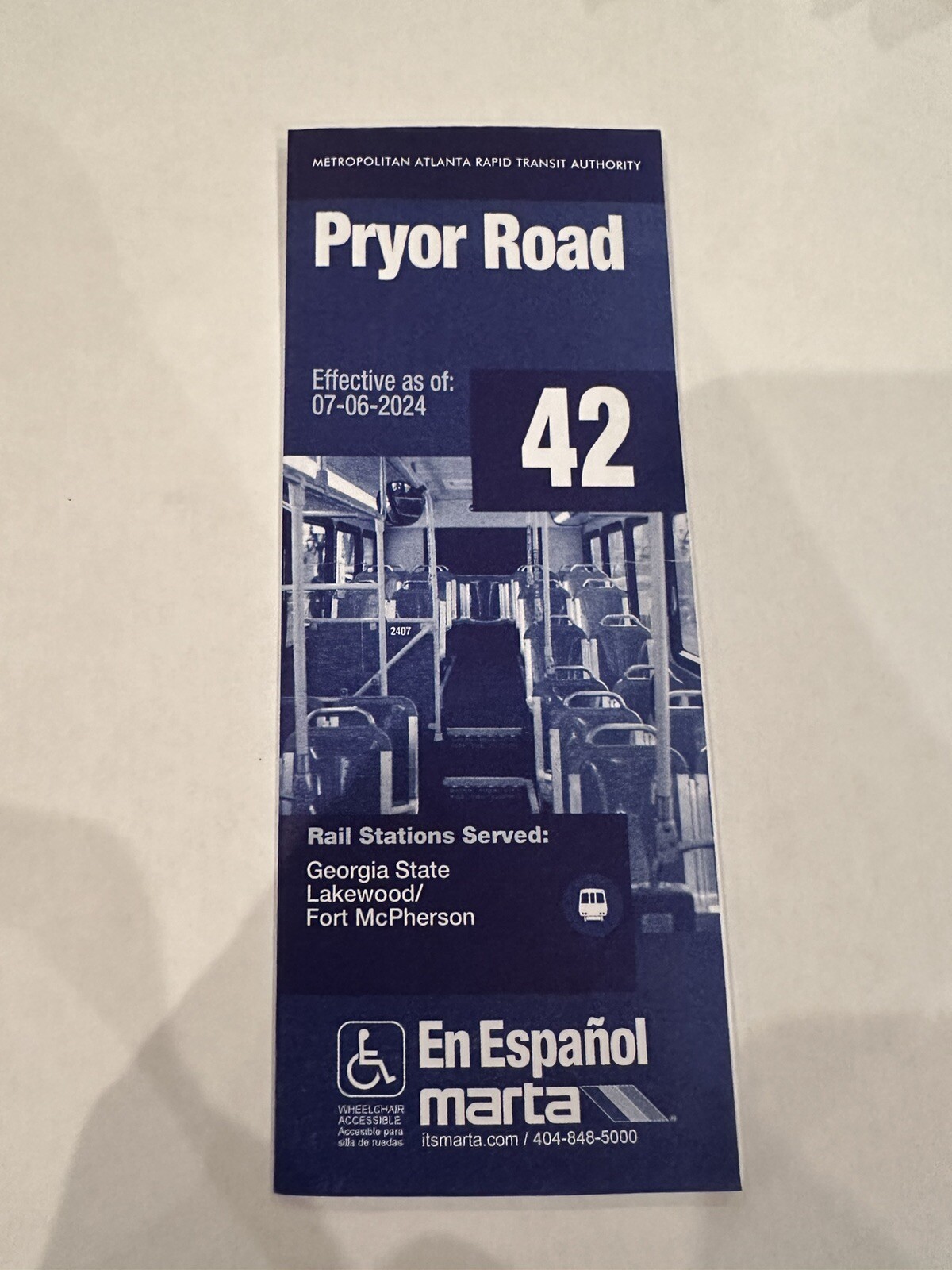 MARTA Bus Route 42 Map - Pryor Road Schedule