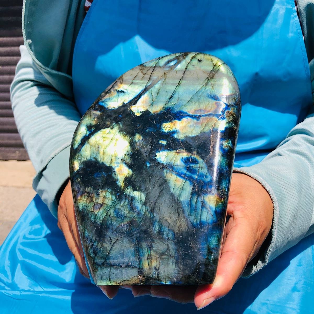 4.7LB Natural Labradorite Quartz Crystal Freeform Mineral Specimen Reiki Heals