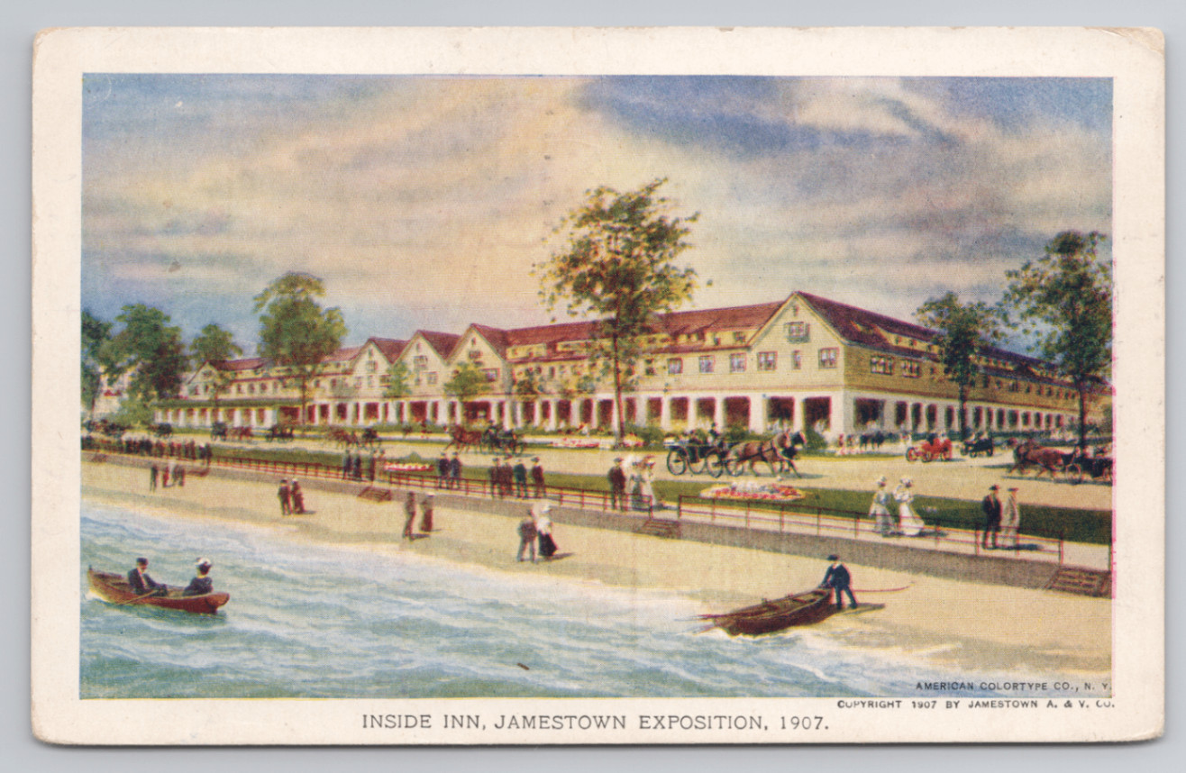 Postcard 1907 Inside Inn Waterfront Jamestown Exposition