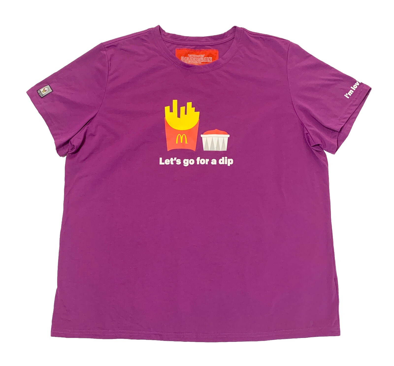 Vtg New McDonald\'s Womens 2XL T-Shirt Let\'s Go For A Dip Fries Ketchup Purple
