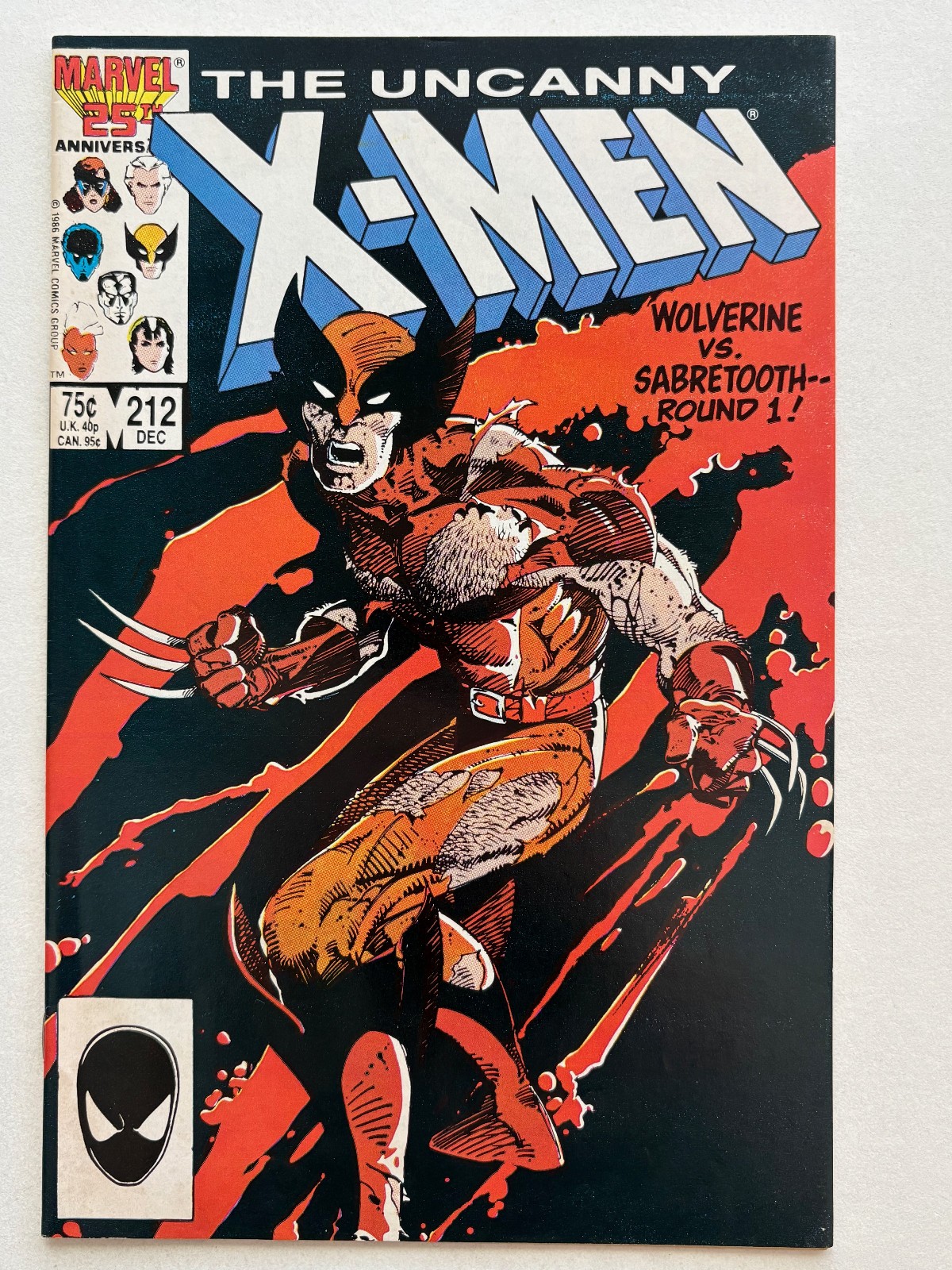 Uncanny X-Men #212 Marvel 1986 1st Mention Sinister Windsor-Smith stain on back