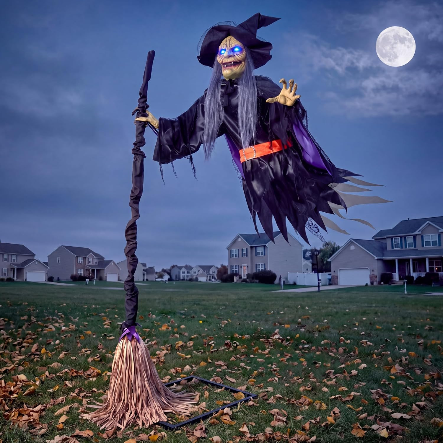 JOYIN Halloween Flying Witch Decor, Sound Activated Life-Size Halloween Decorati