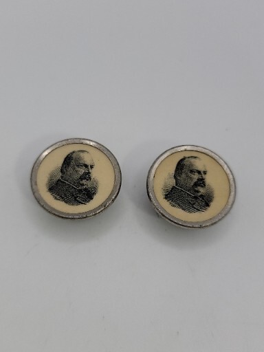 Antique Pair of Grover Cleveland Lapel Studs. Buttons. 1880's, 1890's.