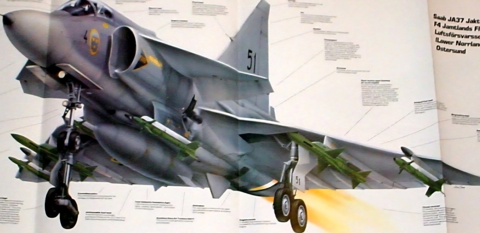Saab Jaktviggen Picture Poster Vtg Original Aircraft Flying Wall Art     