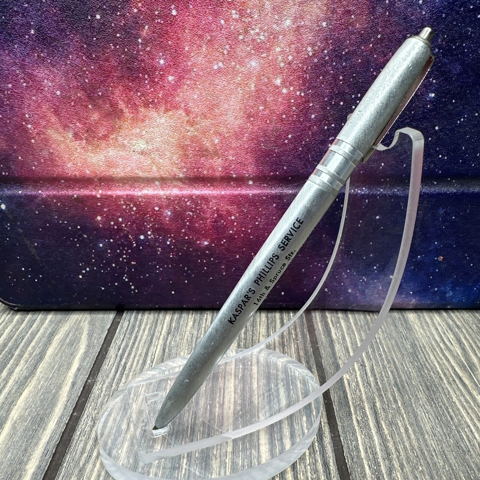 Vintage Kaspar's Phillips Service Silver Tone Rawlins WY Pen Advertisement