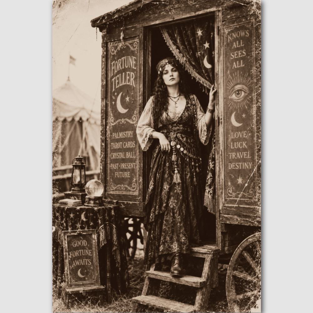 Circus Fortune Teller Vintage Photo Print Oddity Psychic Preformer Odd Sideshow