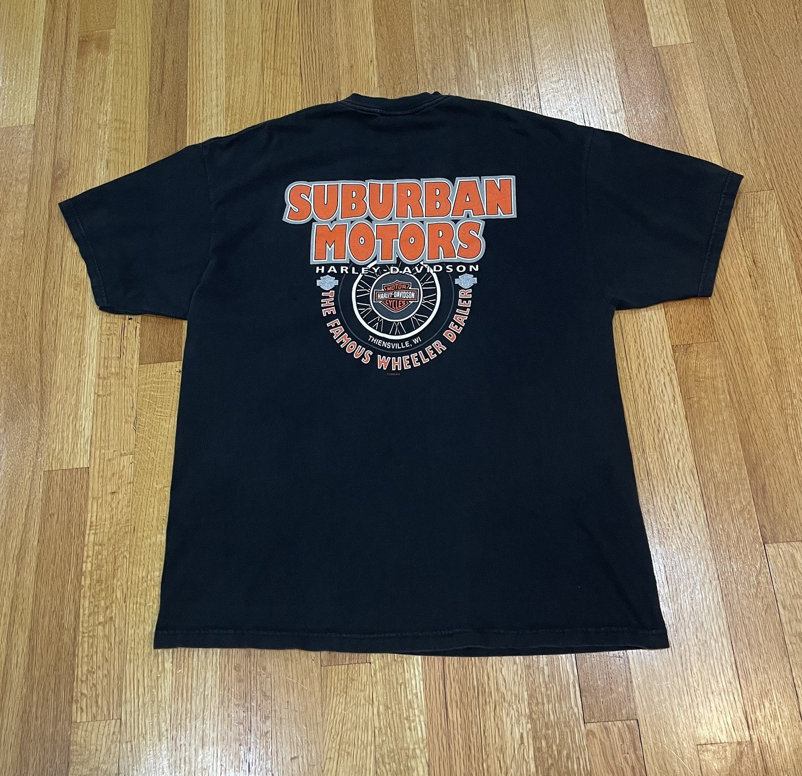 Vintage Harley-Davidson Suburban Motors Flame Pocket Biker Tee Sz XL