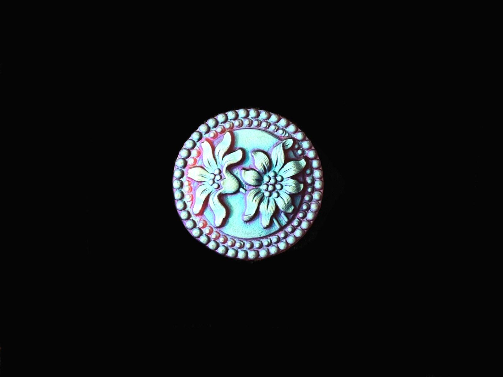 27mm Czech Field Flowers Button Violet Glass Matte AB With Metal Shank