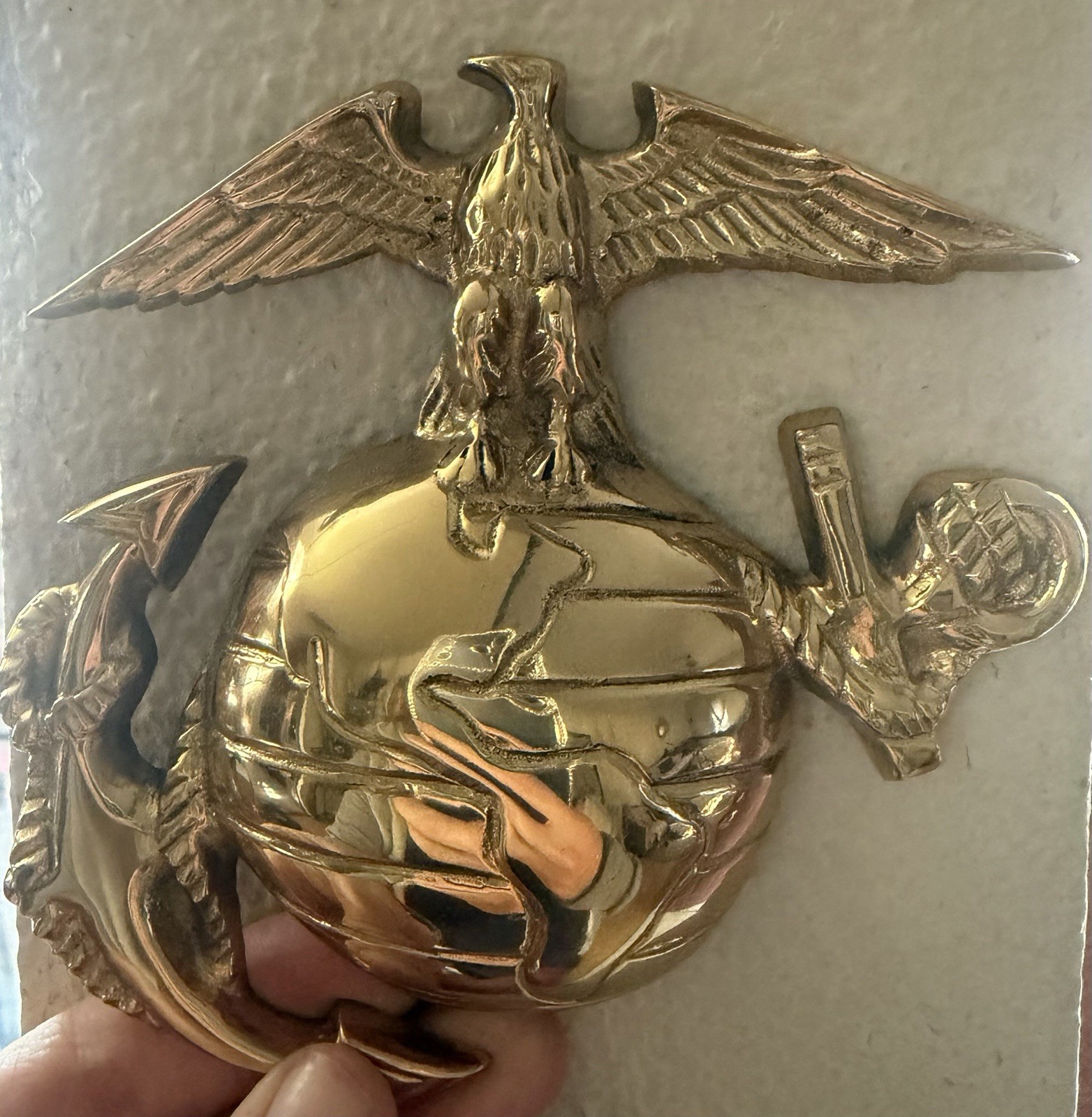 Vintage Solid Brass USMC Eagle Globe Anchor Wall Plaque Marine Corps EGA Emblem