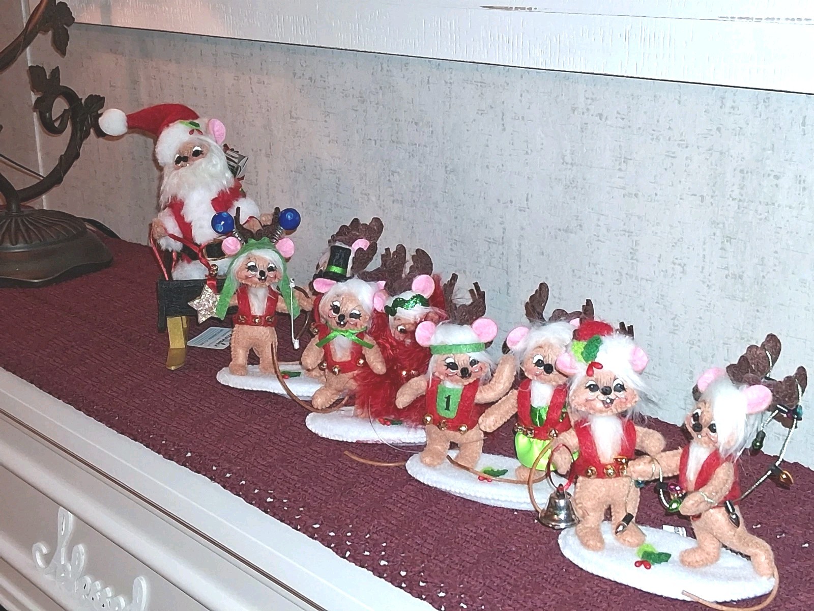 ANNALEE NEW SANTA MOUSE SLEIGH/ SANTA MOUSE REINDEER TEAM of 8 Adorable 2020 NWT
