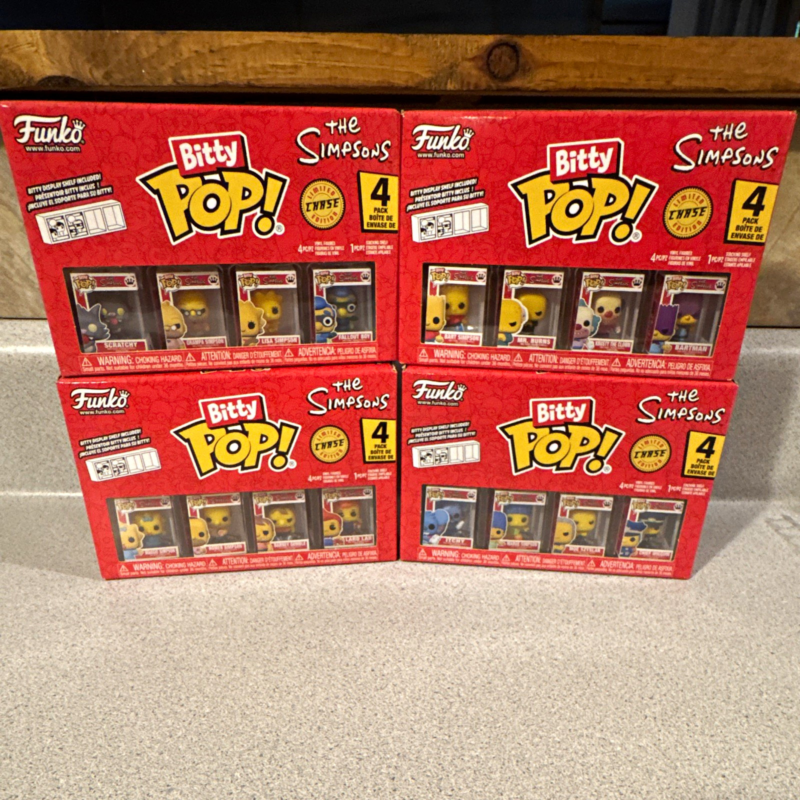 Funko Bitty Pop The Simpsons 4-Pack Chase Limited Edition. Complete Set