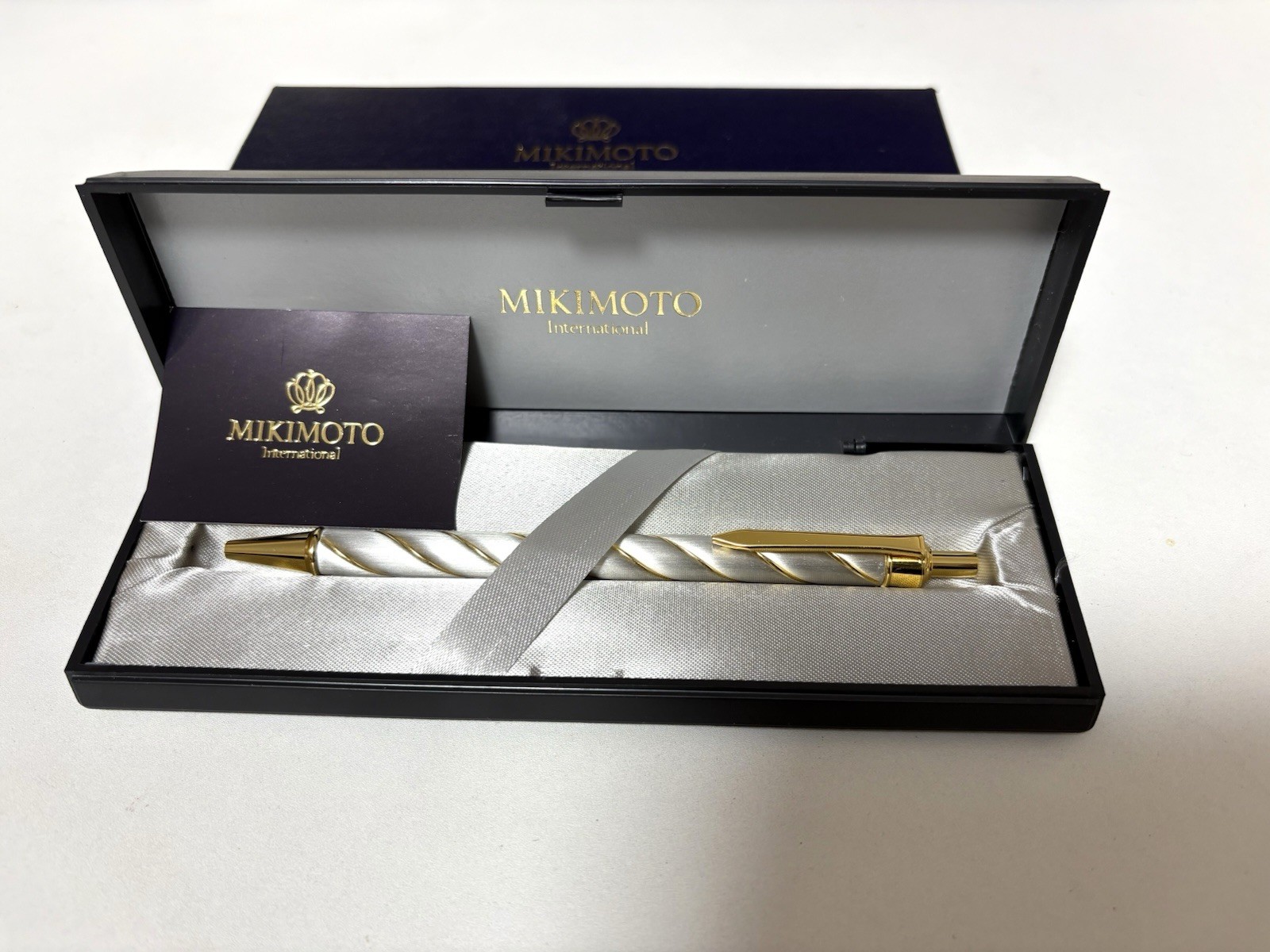 MIKIMOTO International Ballpoint Pen Gold Silver with Original Box
