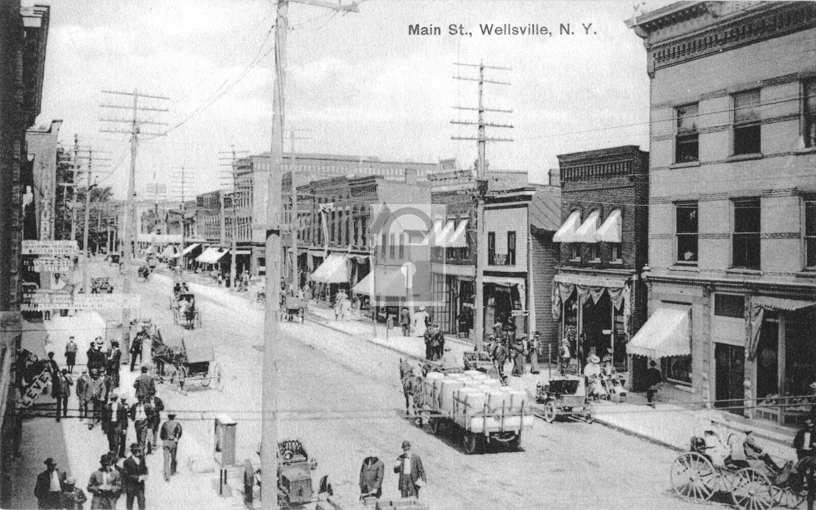 Main Street View Wellsville New York NY - Reprint