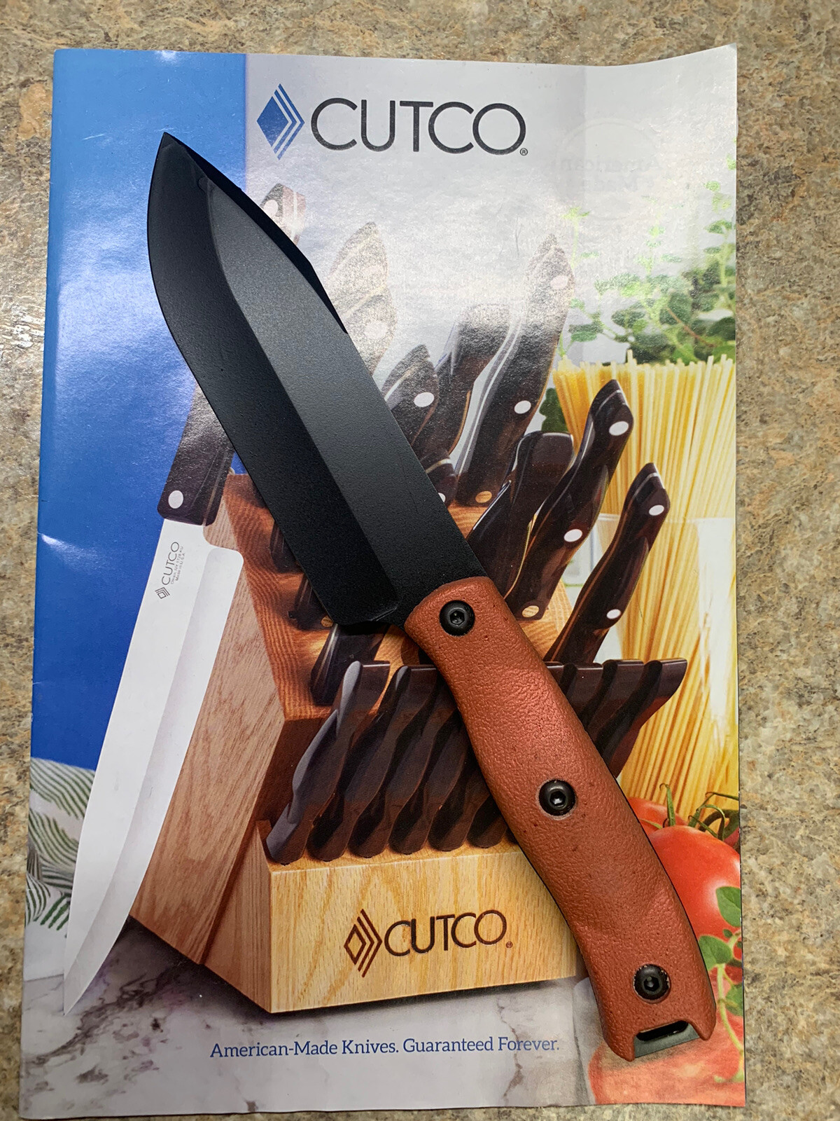 CUTCO KA-BAR 5726 Outdoorsman Hunting Knife Custom Bronze Color Handle