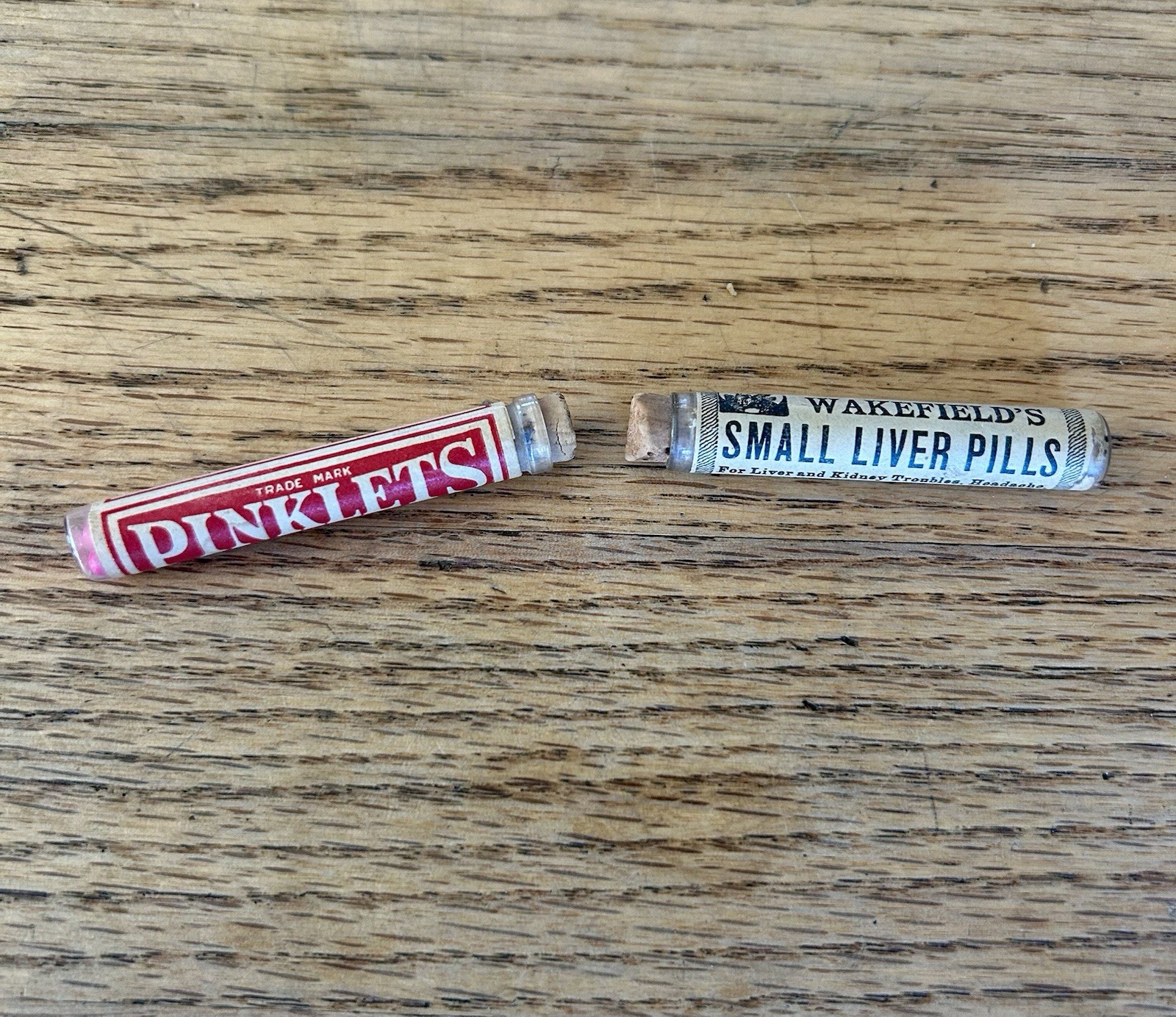 Lot Of 2 Antique Vintage Medicines. Liver Pills And Laxatives. Corked And Full