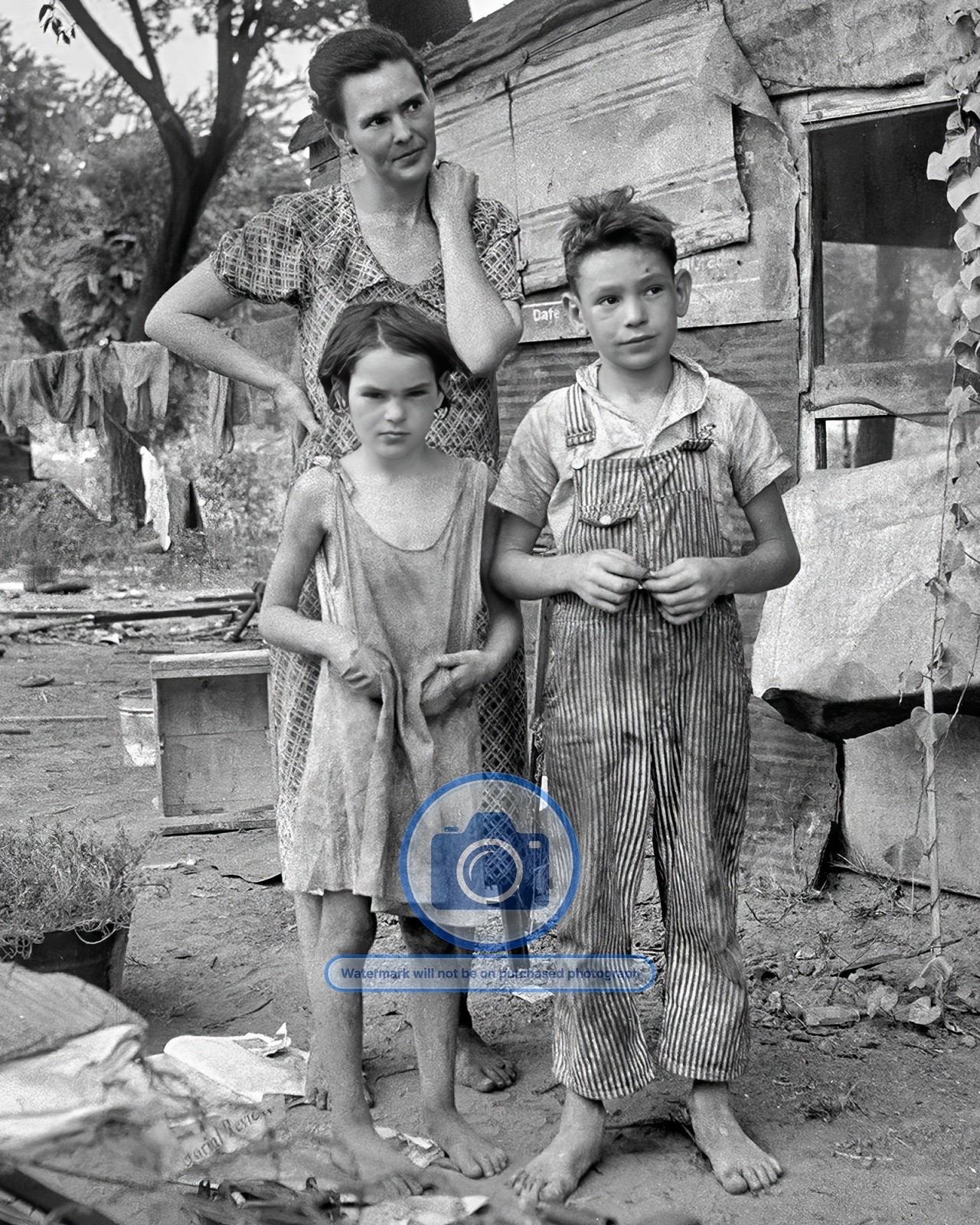 GREAT DEPRESSION ERA FAMILY IN POVERTY 1936 8X10 PHOTO