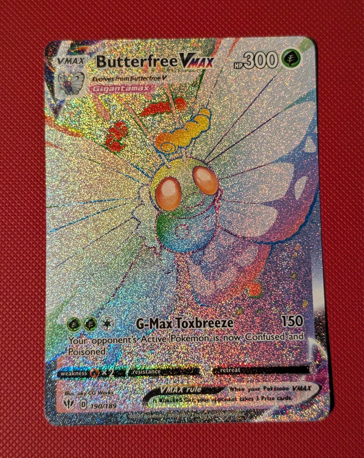 Pokemon TCG - Butterfree VMAX - 190/189 Rainbow - Darkness Ablaze NM