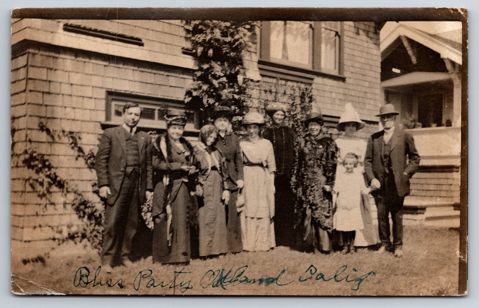 Bliss Family Party Group Shingle House Oakland California Real Photo RPPC