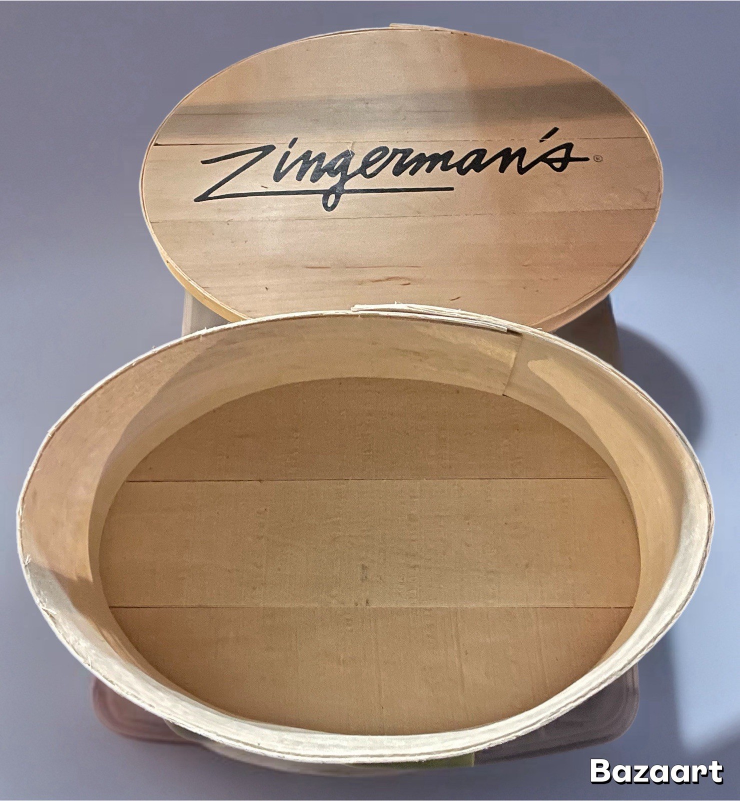 Zingerman’s *RARE*  Oval Wooden Gift Box 19” with Lid Large Deli Bakery Crate