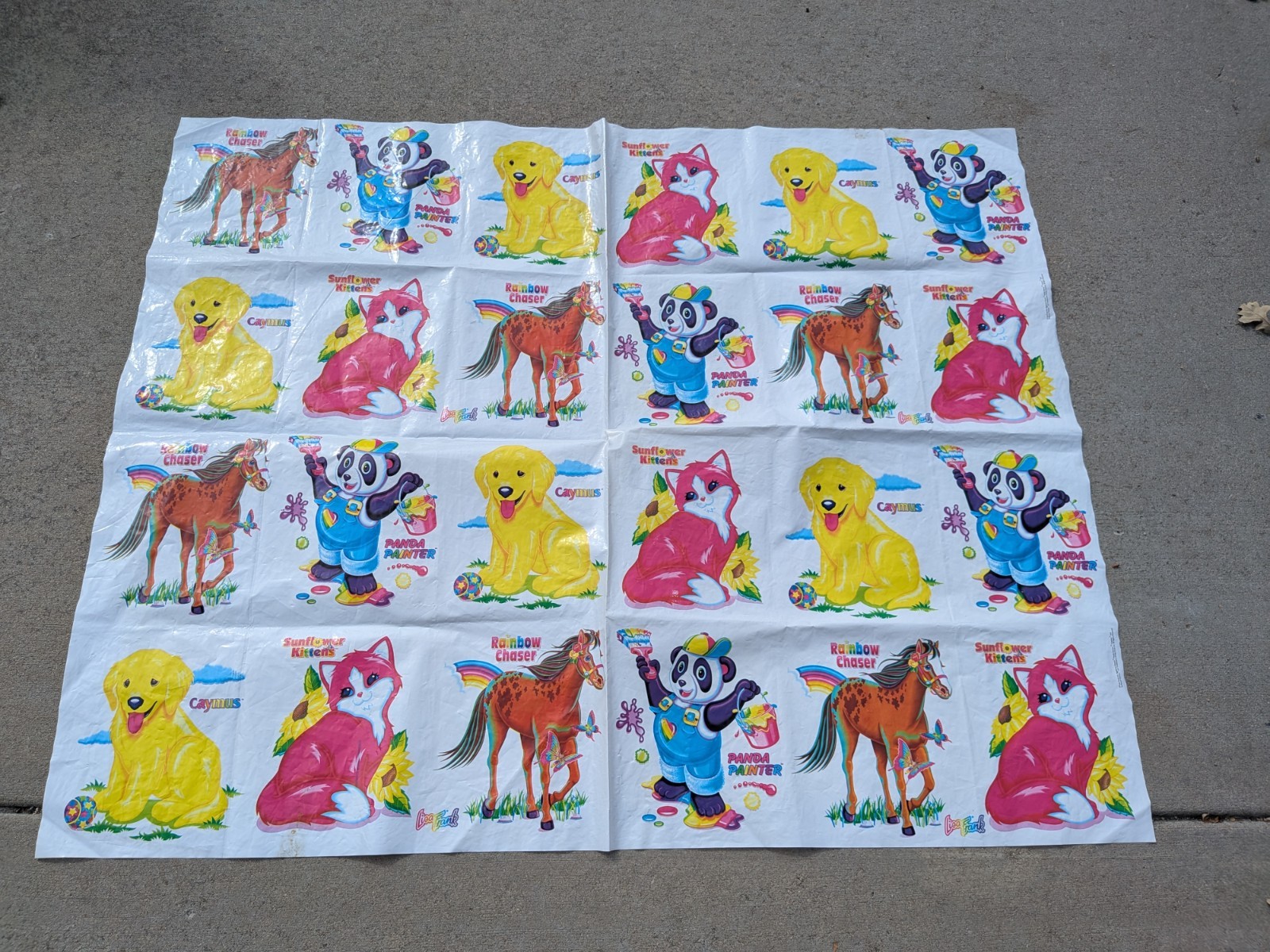 Vintage 1990s Lisa Frank Tablecloth Party Table Cover Rainbow Chaser Panda RARE
