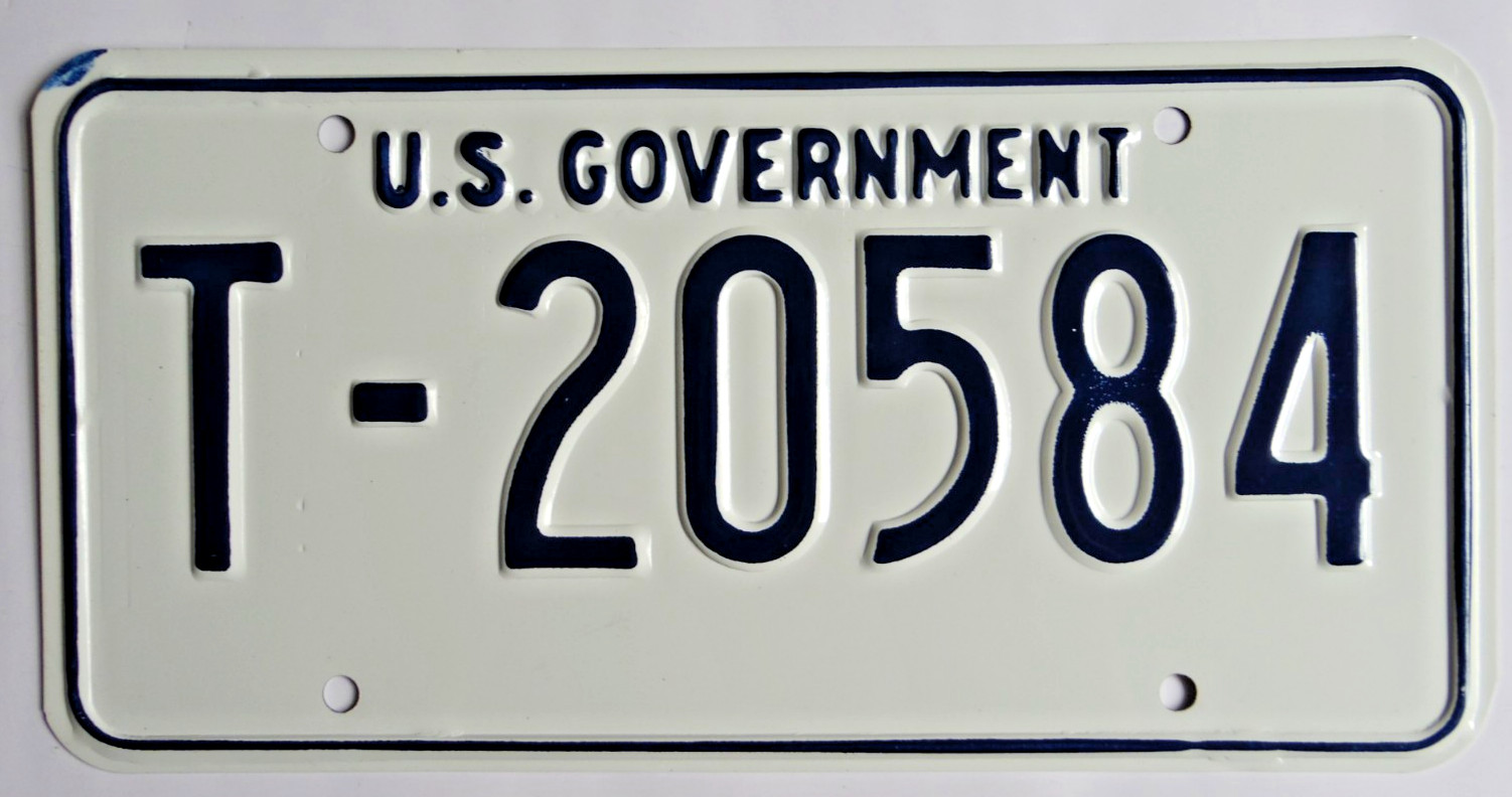 Vintage U.S. Government License Plate Blue/White Treasury NOS Unissued Retired
