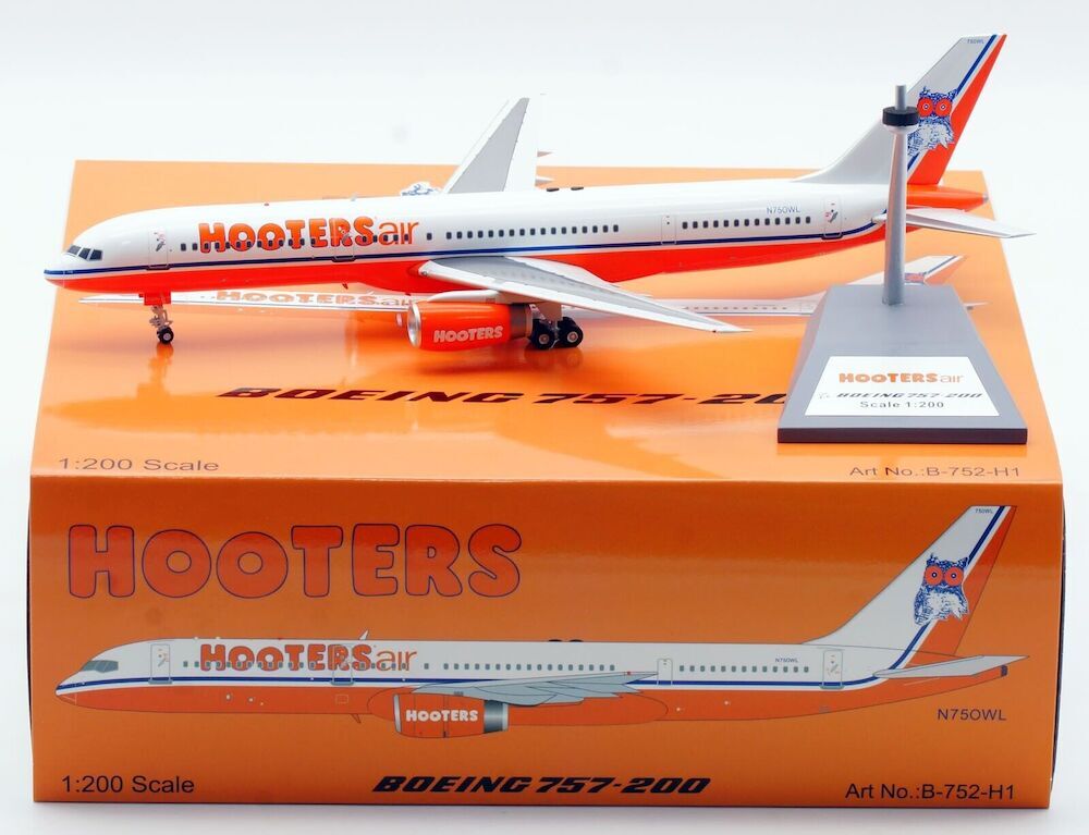 Inflight B-752-H1 Hooters Air Boeing 757-200 N750WL Diecast 1/200 AV Jet Model