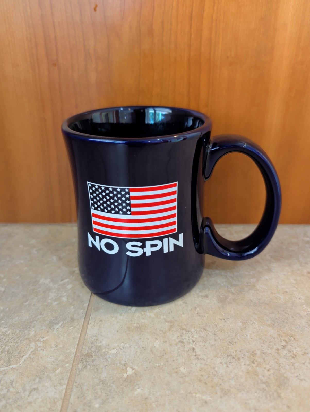 Bill O'Reilly No Spin Diner Coffee Mug Navy Blue Ceramic Made in USA 15oz